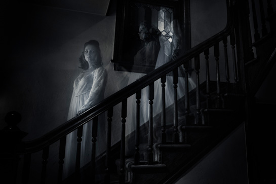 Woman-and-Ghost-on-Stairs